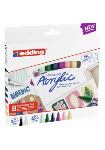 Edding 899 Permanent Akrilik Kalem Başlangıç Seti Nordic 8li Defter Hediyeli