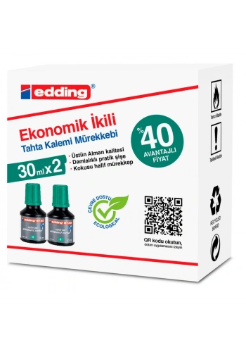 Edding BT30 Yazı Tahtası Kalemi Mürekkebi 30 ml. x 2li Kutu YEŞİL