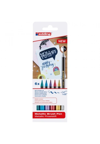 Edding Fırça Uçlu Kalem Metalik 6 Lı Set