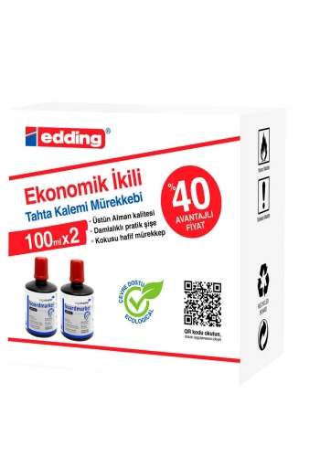 Edding Legamaster Tahta Kalemi Mürekkebi 100 ml. KIRMIZI x 2li Kutu