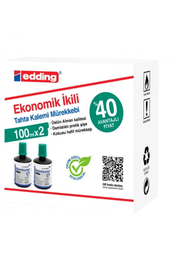 Edding Legamaster Tahta Kalemi Mürekkebi 100 ml. YEŞİL x 2li Kutu