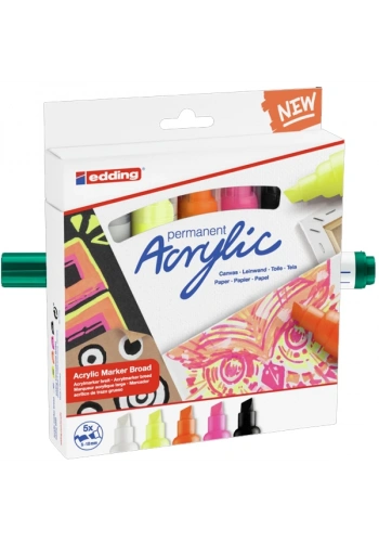Edding Markör Akrilik Kalın Uçlu 5 Li Set Fosforlu 4-5000-6