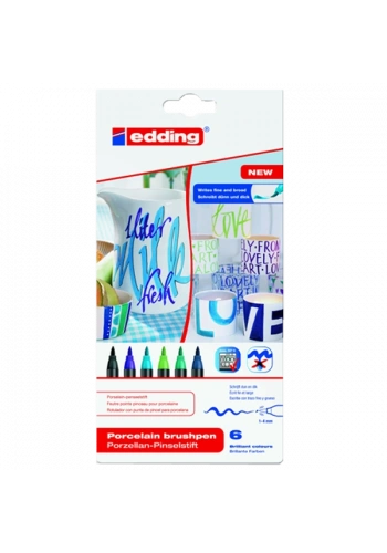 Edding Porselen Kalemi Fırça Uçlu 1-4 MM 6 LI Soğuk Renkler 4200