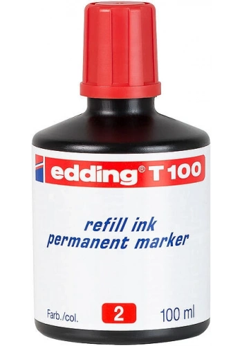 Edding T100 Permanent Marker Mürekkebi 100 ml. KIRMIZI
