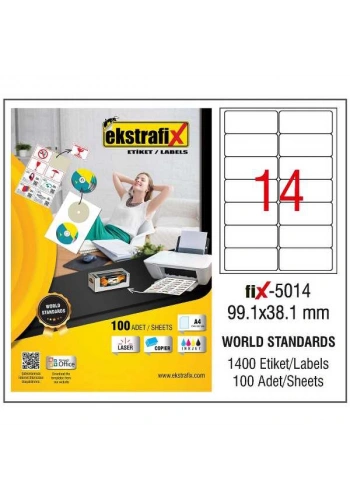 Ekstrafix Laser Etiket 100 YP 99.1x38.1 Laser-Copy-Inkjet FİX-5014