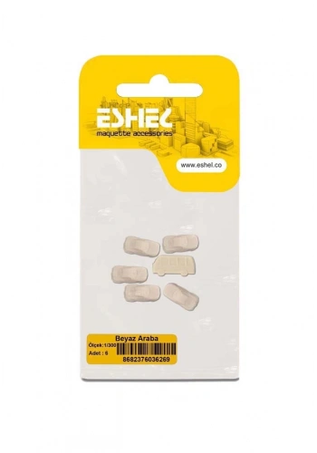 Eshel Maket Beyaz Araba 1/300 6lı