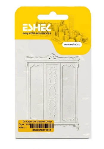 Eshel Maket Kapılı Gül Dizaynlı Dolap 1/25
