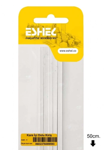 Eshel Maket Kare İçi Oyuk Kiriş 4x4mm 5li