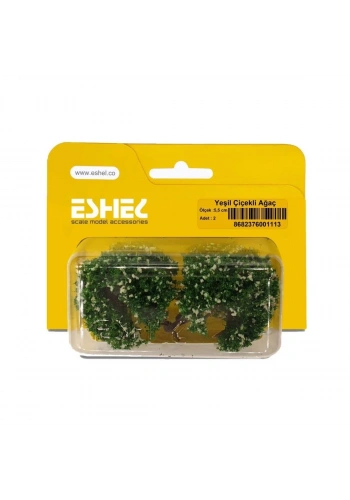 Eshel Maket Yeşil Çiçekli Ağacı 5.5cm 2li
