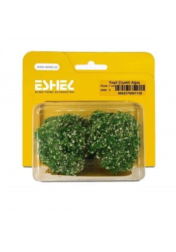 Eshel Maket Yeşil Çiçekli Ağacı 7cm 2li