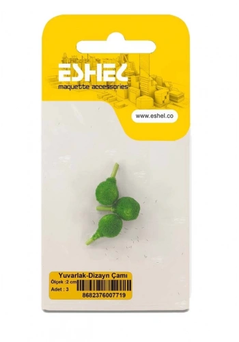Eshel Maket Yuvarlak-Dizayn Çamı 2cm 3lü