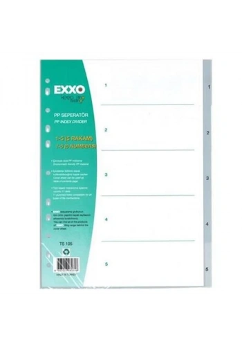 Exxo Seperatör 1-5 Rakamlı Plastik A4 TS105