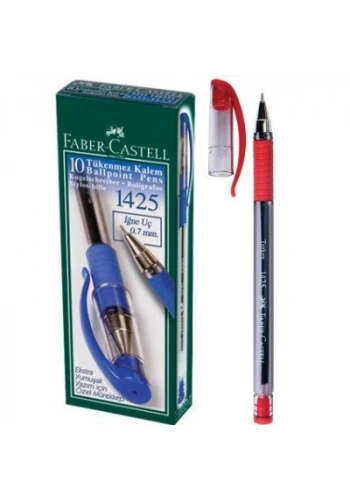 Faber Castell 1425 İğne Uçlu Tükenmez Kalem 10lu Kutu KIRMIZI