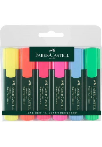 Faber-Castell 154806 - Textliner 48 Fosforlu Kalem, 6lı Kutu