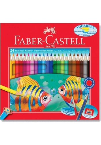Faber Castell Aquarell Kuru Sulu Boya Kalemi Seti 24 Renk Karton Kutu