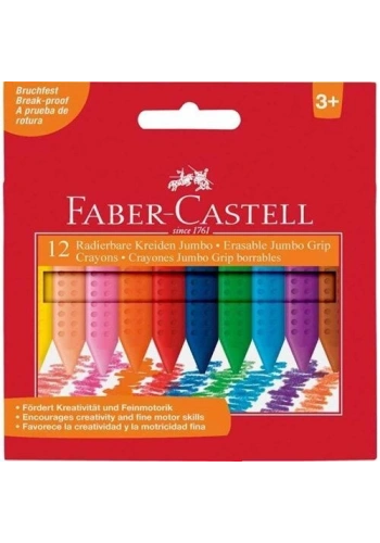 Faber Castell Grip Jumbo Crayon Kalın Silinebilir Mum Boya 12 Renk