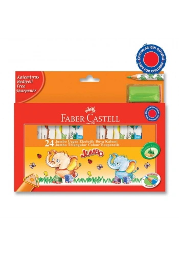 Faber Castell Jumbo Üçgen Ekolojik Boya Kalemi 24 Renk