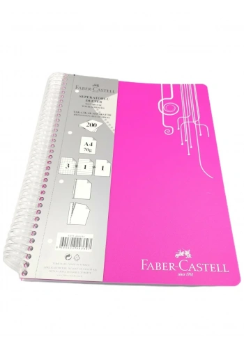 Faber-Castell PP Kapak Seperatörlü 5 Bölüm (Düz,Çizigili,Kareli) Defter, 200 Yaprak