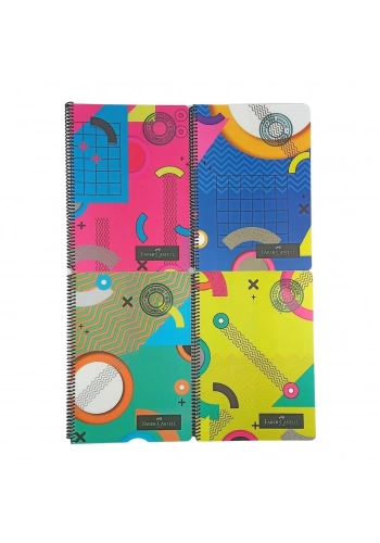 Faber Castell PP Kapak Spiralli Okul Defteri Pattern A4 80yp Çizgili