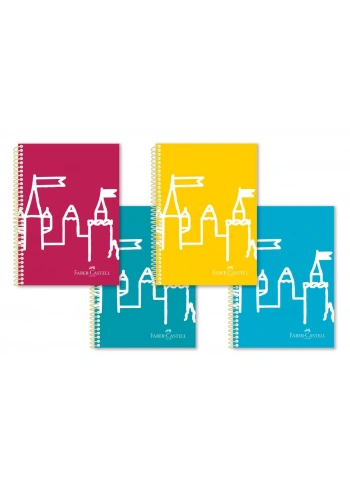 Faber Castell PP Kapak Spiralli Okul Defteri Şato A4 120yp Kareli