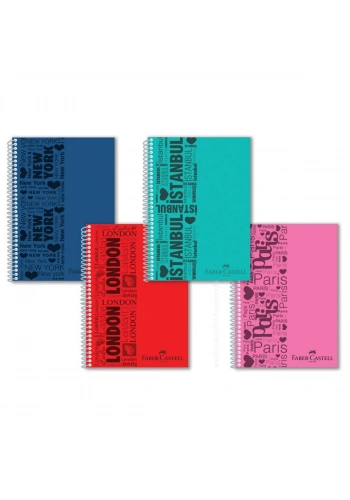 Faber Castell PP Kapak Spiralli Okul Defteri Urban A4 70gr 80yp Kareli