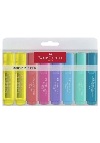 Faber Castell Textliner 1546 Fosforlu Kalem Seti 8 Renk Pastel Renkler