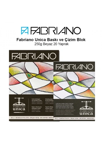 Fabriano Unica Baskı ve Çizim Blok 250g Beyaz 20 Yaprak