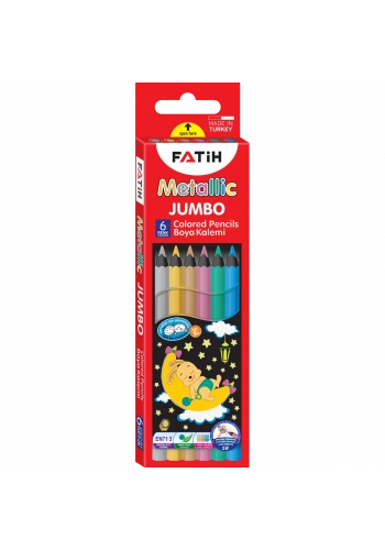 Fatih Metalik Jumbo Kuruboya 6 Renk Set Tam Boy Grafit Çapı 5