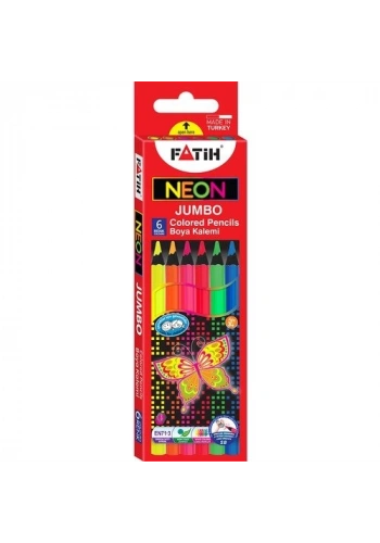 Fatih Neon Jumbo Kuruboya 6 Renk Set Tam Boy Grafit Çapı 5