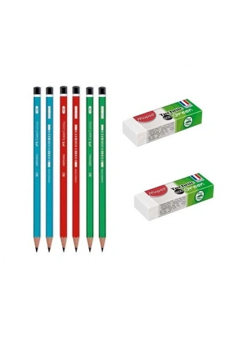 FC Kurşun Kalem 6 Adet + 2 Adet Silgi Set