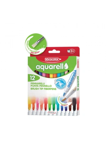 Fibracolor Aquarell Suda Çözünebilen Keçeli Kalem 12 Renk