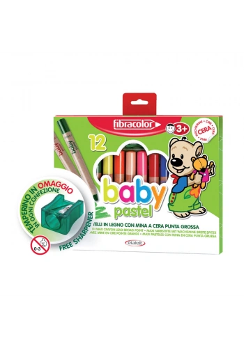 Fibracolor Baby Pastel 1+ Yaş Bebekler İçin Kalın Pastel Kalem 12 Renk