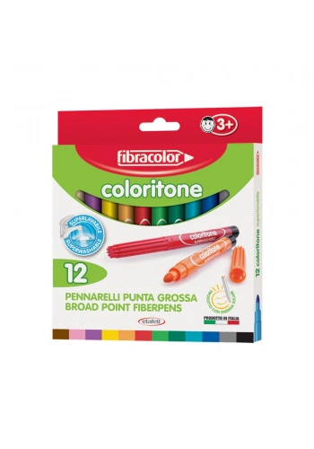 Fibracolor Coloritone Kalın Uçlu Keçeli Kalem 12 Renk