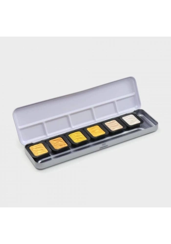 Finetec Metalik Yaldız Tablet Sulu Boya Seti 6 Renk FO601