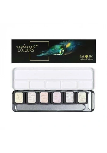 Finetec Metalik Yaldız Tablet Sulu Boya Seti 6 Renk Iridescent Colours F5600