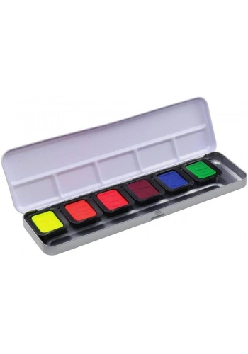 Finetec Metalik Yaldız Tablet Sulu Boya Seti 6 Renk Neon Colours FN9000
