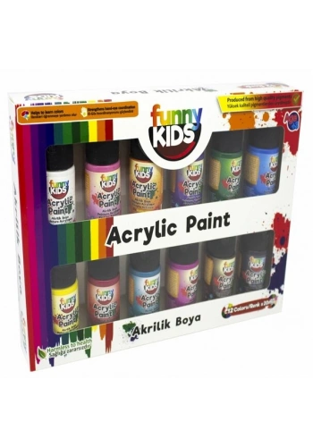 Funny Kids Akrilik Boya Seti 12 Renk x 20 ml.