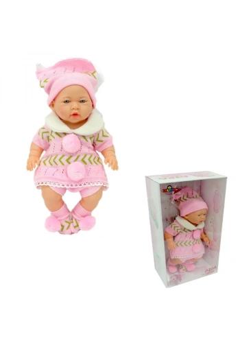 Galtoys Azra Bebek Yeni Doğmuş Pembe-Yeşil Triko Elbiseli GLT1127-B