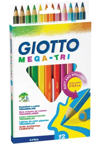 Giotto Mega-Tri Üçgen Jumbo Kuru Boya 12 Renk