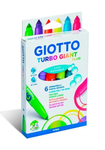 Giotto Turbo Giant Keçeli Kalem 6 Renk Fosforlu Renkler