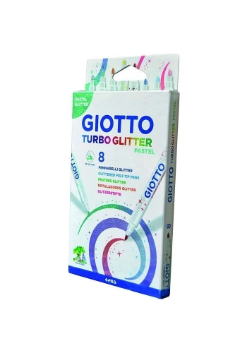 Giotto Turbo Glitter Simli Keçeli Kalem 8 Renk Pastel Tonlar