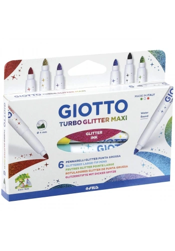 Giotto Turbo Maxi Glitter Kalın Uçlu Simli Keçeli Kalem 6 Renk