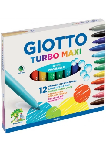 Giotto Turbo Maxi Kalın Uçlu Keçeli Boya Kalemi 12 Renk