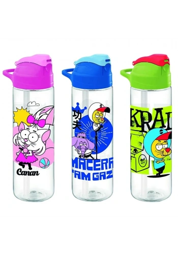 Gıpta Matara Kral Şakir Pipetli 630 CC Desenli Tritan