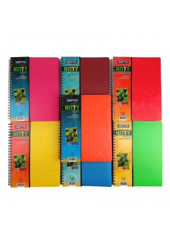 Gıpta PP Kapak Spiralli Okul Defteri Nitty 6+1 Separatörlü A4 240yp (180yp Kareli ve 60yp Çizgili)