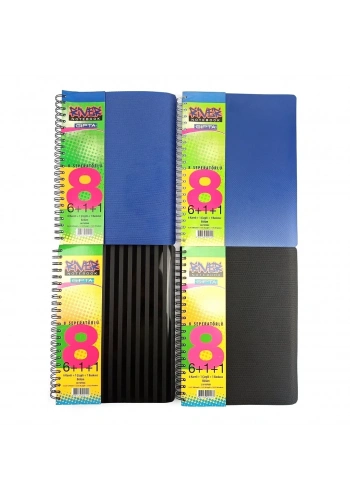 Gıpta PP Kapak Spiralli Okul Defteri River 6+1+1 Separatörlü 180yp (120yp Kareli, 30yp Çizgili ve 30yp Çizgisiz)