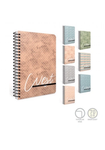Gıpta West Defter Spralli Sert Kapak 17x24 120 Yaprak Kareli 3-7831000-2011