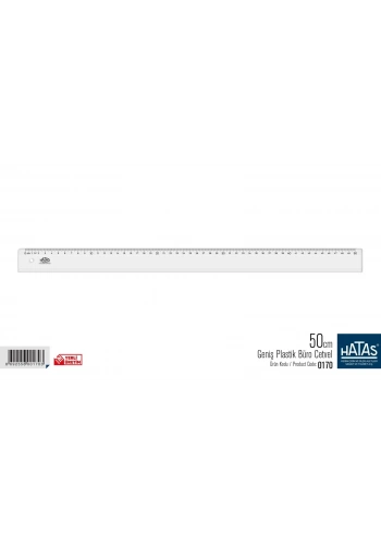Hatas Geniş Plastik Büro Cetveli 50cm