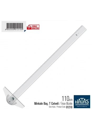 Hatas Minkale Başlıklı T Cetveli İnce Bizote Taksimatlı 110cm