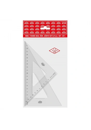 Hatas Öğrenci Gönye Seti 45-60 Derece Plastik 21 CM 0805